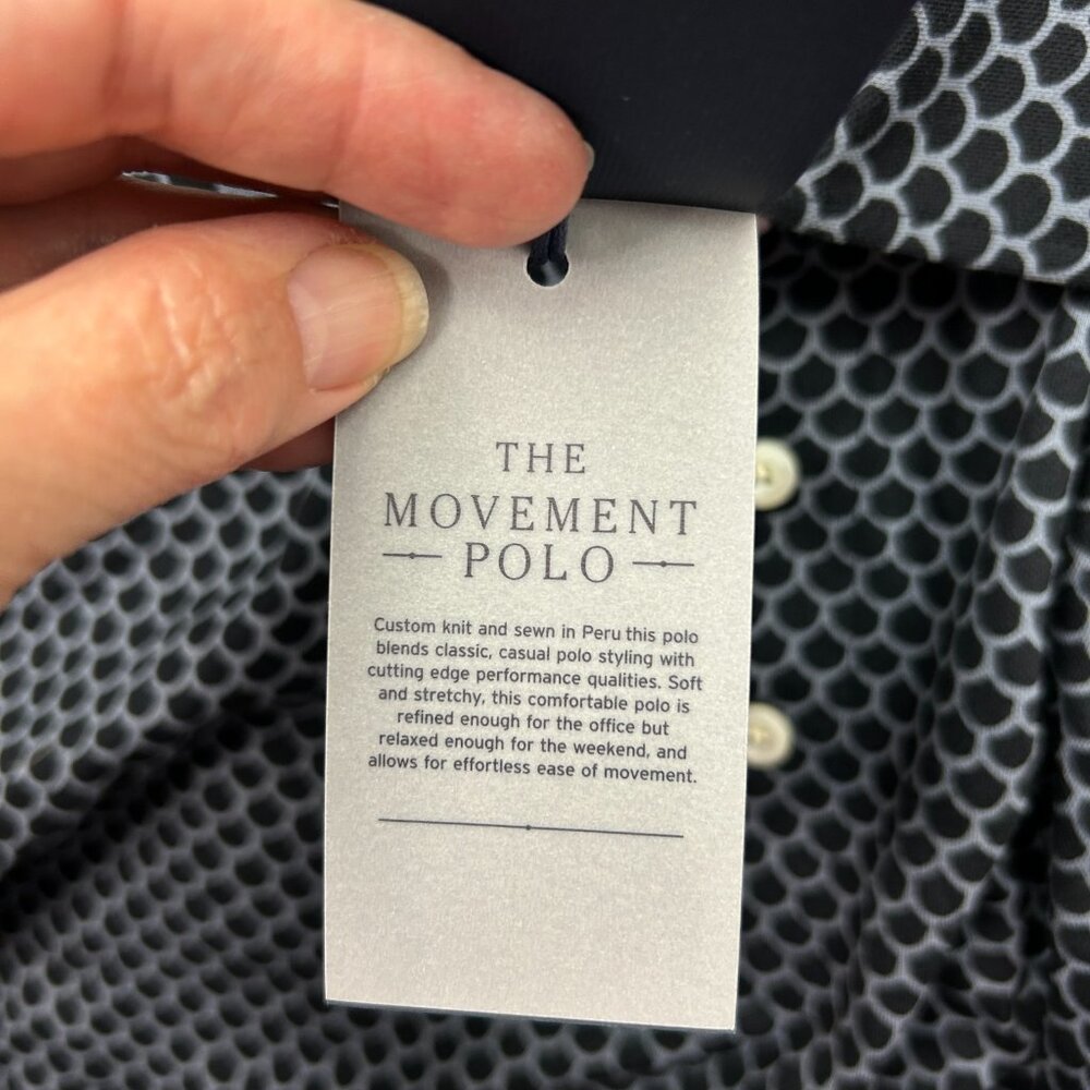 Faherty Short Sleeve Movement Pique Polo Men's Size S Midnight Fish Scale NWT - Picture 7 of 12